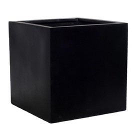 Pottery Pots Block S Fiberstone Indoor Outdoor Modern Black Square Planter, Small, 12 Inch Tall