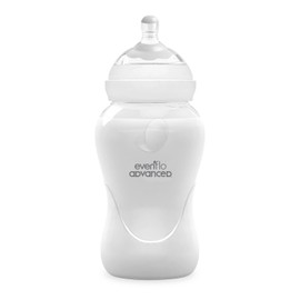 Evenflo Advanced Biberón Advanced Anticólicos Avanzado, Cuello Ancho, Transparente, 270ml, Silicón Grado Alimenticio, Sistema Doble Válvula, Flujo Medio, para Bebés desde 3 Meses, 1 Pieza