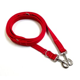 Double Ended Dog Training Lead Police Style Adjustable Leash 8ft (2.4 Metres) Multi-Functional In Air Webbing (Red, 25mm Air Webbing)