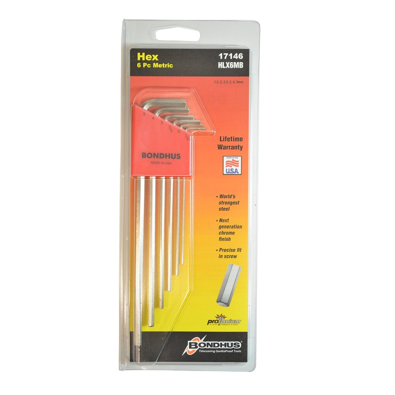 Bondhus (bondasu) Hex Wrench Set, 6 Pair, with Mil Type