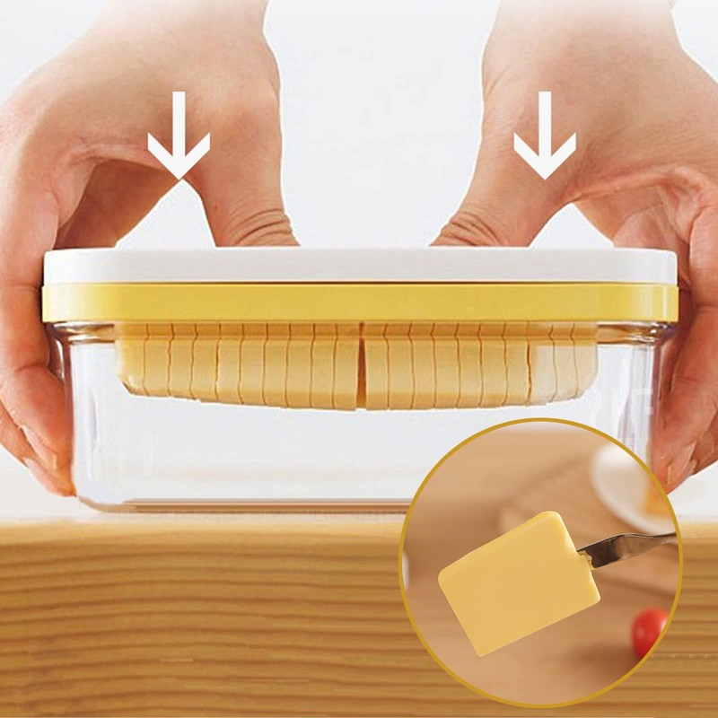 Butter Case, Butter Cutter, Storable, Clear, Stainless Steel Cutter Type,
