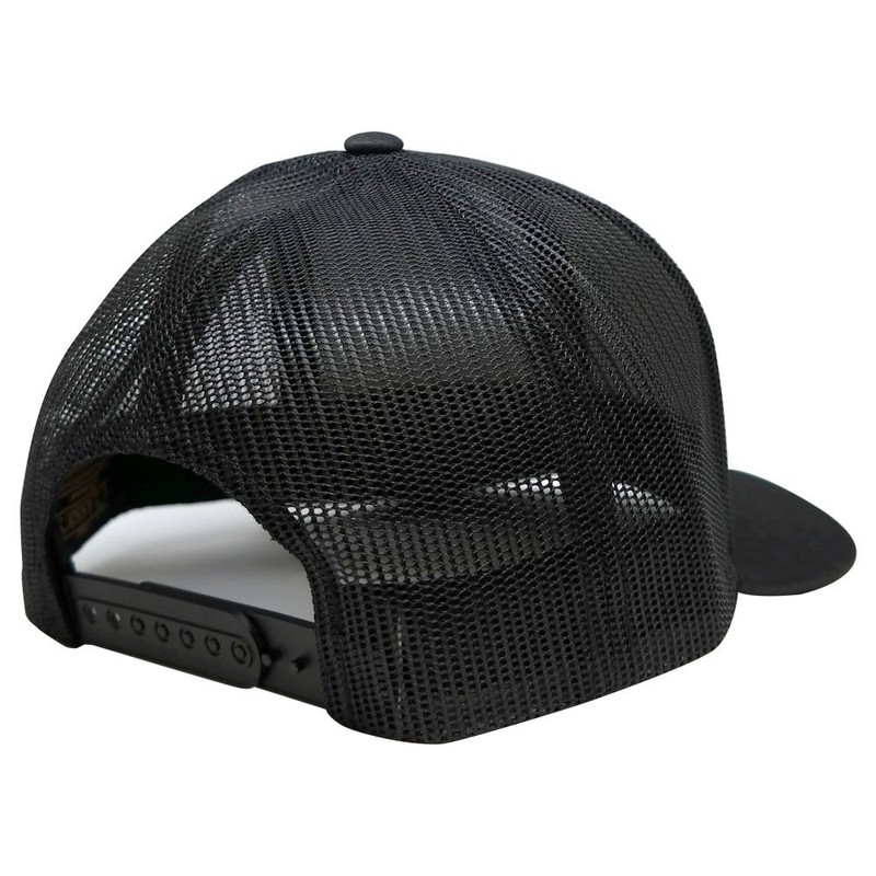 Flexfit American Flag Patch Snapback Trucker Mesh Cap - Black
