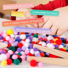 M METERXITY 100-Pack Pom Poms for Craft, 1.18" (30mm) Polyester Green Series Soft and Fluffy Pompom for Arts Craft Making/Decorations/DIY Projects, Multicolor Pompoms Balls