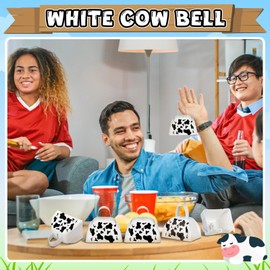 Fiada 12 Pcs Metal Cow Print Cowbells with Handle Novelty Cow Bells Noise Makers Cow Print Party Favors for Birthday Farm Animal Theme Party Western Wedding Sporting Events Football Games, White/Black