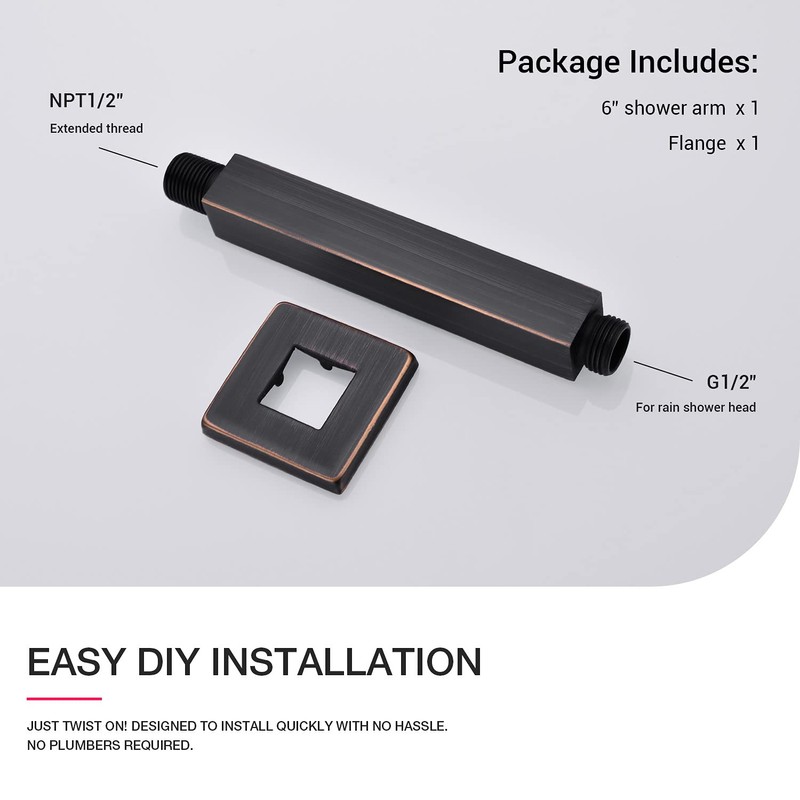 Brushed Bronze Ceiling Mounted Shower Arm with Flange 6 Inch