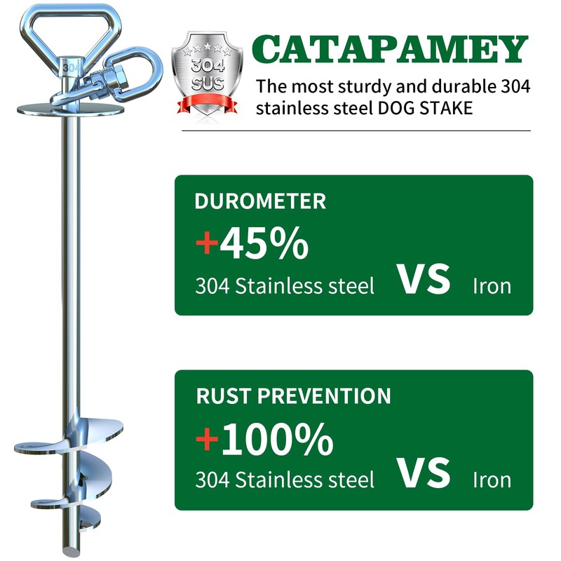 catapamey Dog Tie Out Cable and Stake,with 20FT Heavy Duty