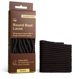 Adventure Andy Round Boot Laces: Universal Shoe Laces for Boots. Work Boot Laces Stay Tied. Boot Shoe Laces Men + Women (Black, 54" (130cm))