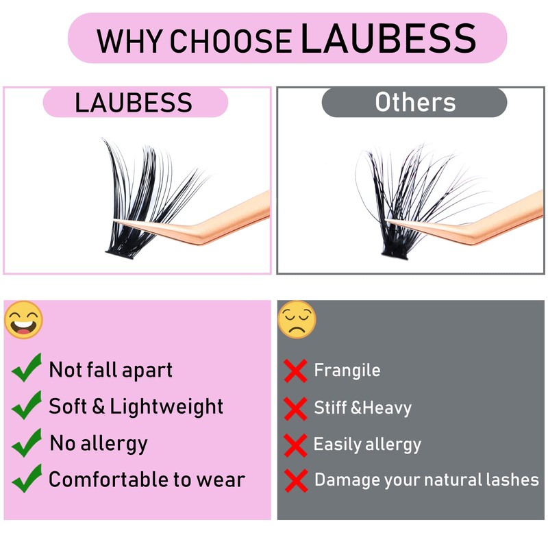 Individual Lashes 300 Pcs LAUBESS Lash Clusters Individual Eyelash Clusters