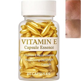 Cápsulas de vitamina E para el rostro, sérum antiedad hidratante y reafirmante que reduce las líneas de expresión y las arrugas, ilumina la piel, nutre en profundidad 60 cápsulas por caja (1 caja)