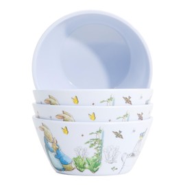 Zrike Brands Peter Bunny Rabbit Classic Melamine Cereal Bowls, 6 Inch Diameter, Set of 4, White