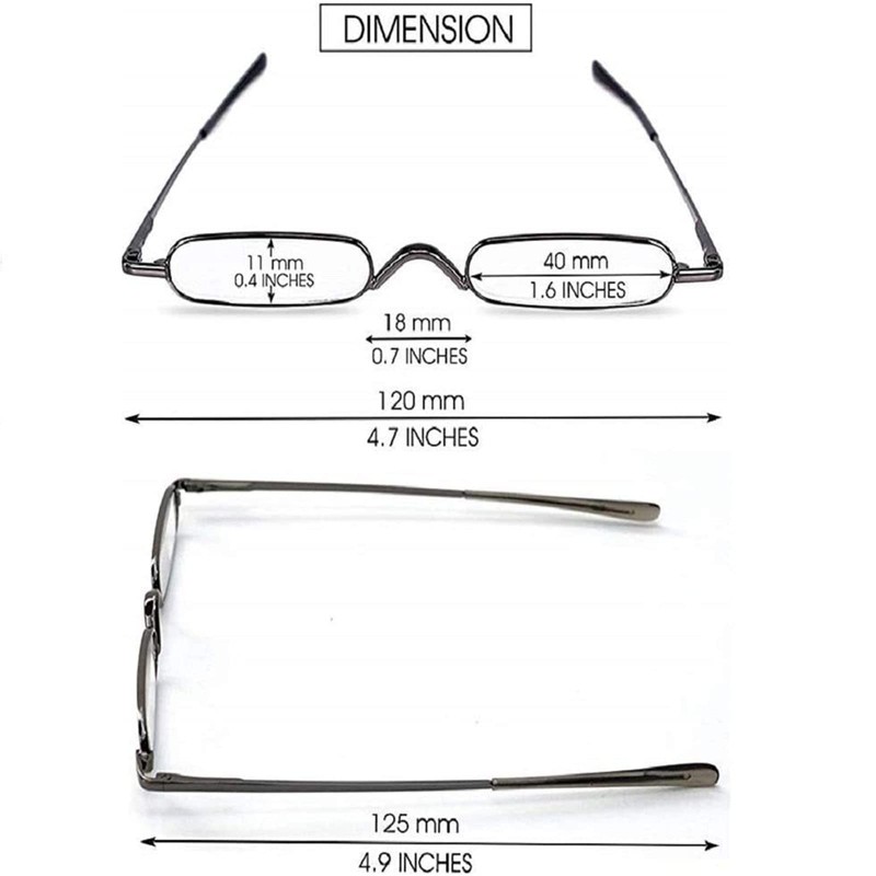 Hubeye 3 Pairs Mini Reading Glasses Compact Spring Hinged Slim