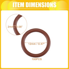 INFINAUTO O Ring Seal Gasket, 12mm ID x 2mm CS for Cars Trucks SUVs Trailers Orings Seal Washer Replacement Automotive Faucet Repair Brown, 100 Pcs