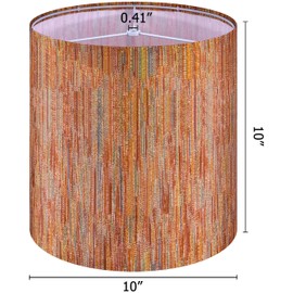 GO&SO Small Tall Stripe Drum Lamp Shades Multicolor Red-10"Topx10"Bottomx10" High (Spider)) Boho Replacement Lampshade for Table Lamps .Bedside Lamp,Natural Fabric Lamp Shade -Easy Assembly (Set of 2)