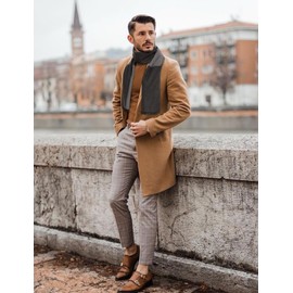 PASUDA Men's Scarves Winter Scarf Classic Tartan Scarf Soft Warm Reversible Long Plaid Scarf with Tassel For Winter Autumn Fashion Business (Deep Grey, 180x30 cm(70.86 * 11.81in))