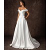 Aimevernal Off-Shoulder Satin Wedding Gown, Floor Length, White (US, Alpha,