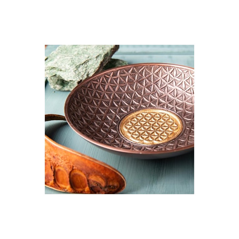 NKlaus 19 cm Incense Bowl Flower of Life Aluminium Antique
