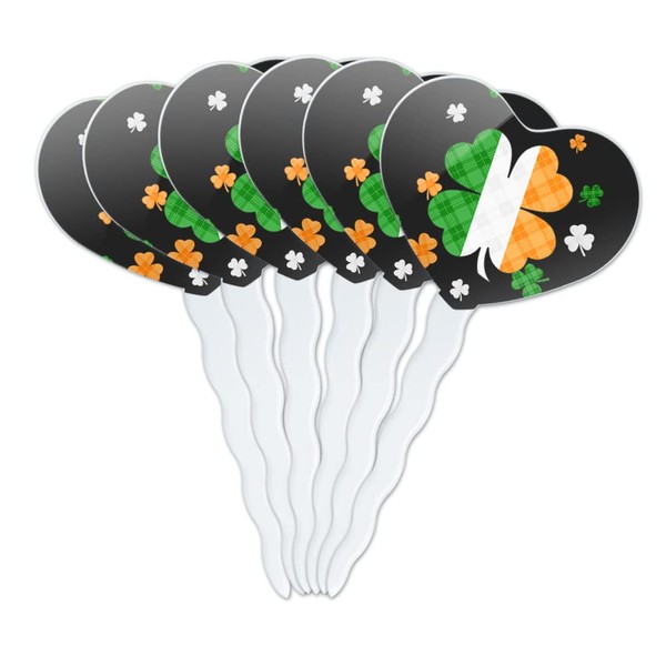 St. Patrick's Day Irish Flag Shamrock Heart Love Cupcake Picks
