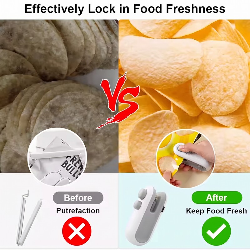 2pcs Mini Snack Bag Sealing Machine, Portable Heat Sealer Handheld