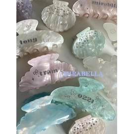 Small Hair Claw Clips for Women, Wavy Edge Pearlescent Colorful Hair Claw Clips Fashion Hair Accessories for Thick Hair (blue)