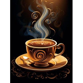 Bimkole 5D Diamond Art Kits for Adults Coffee, Full Drill DIY Rhinestone Embroidery Set Paint with Diamonds Art by Number Kits Cross Stitch Home Wall Craft Decoration 12x16 Inch