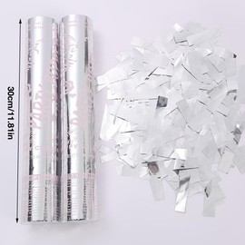 Rppiup 5pcs Confetti Cannons, 30cm Party Poppers, Large Wedding Confetti Cannon,6m Effect Height, Biodegradable Confetti for Party, Weddings, Anniversary, Graduation, New Year, Celebration(Sliver)