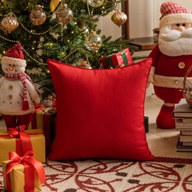 Home Brilliant Cushion Cover, Red, Set of 4, Outdoor Seat Cushion Cover, 45 x 45 cm, Waterproof Cushion Covers for Outdoor Tent Balcony, 18 Inches, Red