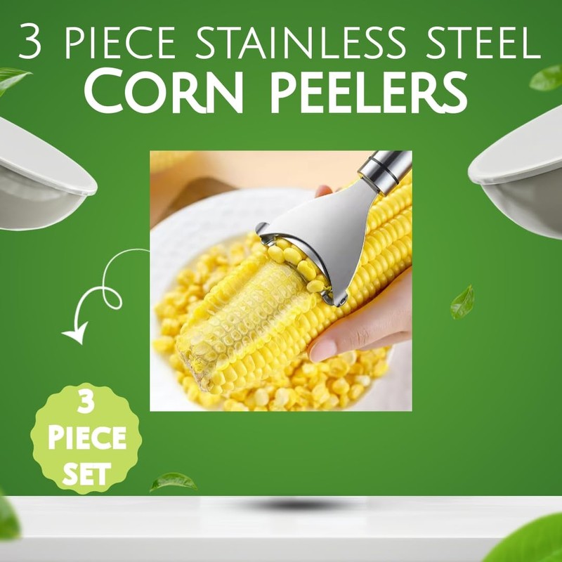 3 PCS Stainless Steel Corn Peeler For Corn on the