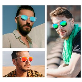 Joopin Oversized Square Sunglasses Polarized Sun Glasses Matte Clear Frame Shades for Men Women UV400 Shady Rays (Red+ Green + Blue)