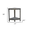 HomeRoots 17" Gray Teak Corner Shower Bench With Shelf