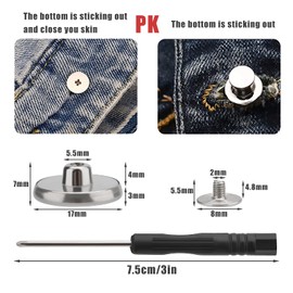 AIEX 20pcs 17mm Jean Buttons Replacement No Sew Removable Metal Jeans Buttons for Denim Clothing Jeans Pants Bags (Bronze, Silver, 4 Patterns)