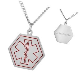 New DEMENTIA Stainless Steel Medical Alert Hexagon Shape Pendant, Elegant Cute Unique Stunning Style Pretty jewerly perfect for any occasion SURR-R01612