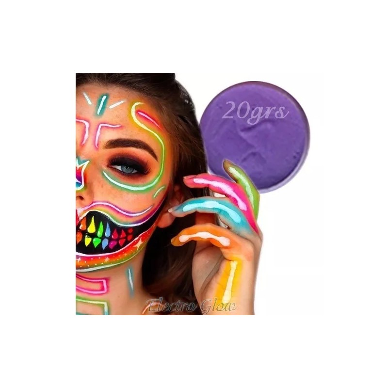 Electro Glow Maquillaje Base Agua Violeta Pintacaritas Body Paint 20