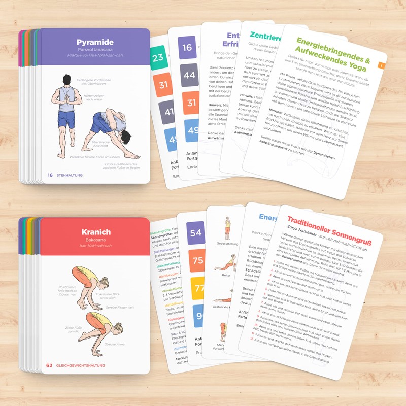 WorkoutLabs Plastic Yoga Cards with Sanskrit Language for Visual Learning,