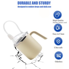 ACUDUDOMA Adult Spill Proof Cup for Elderly, 3 in 1 Stainless Steel Sippy Cup with Straw and 2 Lids, Suitable for Seniors Disabled Patients Limited Mobility, 13.5 OZ