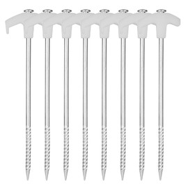 A set of 8 tent posts, sturdy aluminum metal tent posts for camping, fluorescent ground posts at night (white, 25cm)