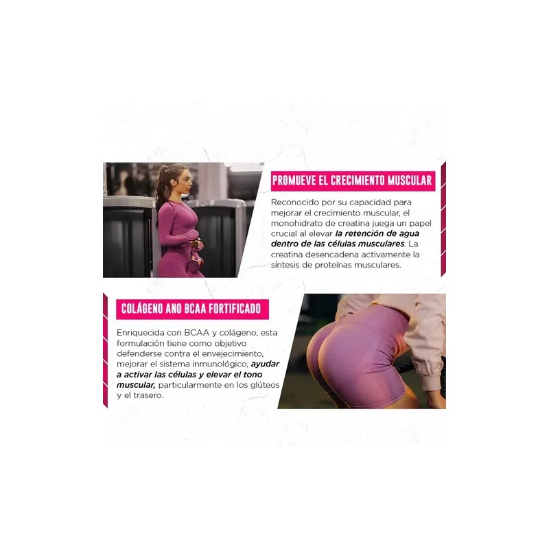 Creatina Mujer 5000mg Colágeno Bovino Bcaa Recuperación Sin Sabor
