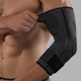 Moorstdel Elbow Support，Compression Elbow Bandage for Men and Women, for Tennis Elbow, Golfer's Elbow, Sports, Arthritis, Tendonitis, Joint Pain, Black, L