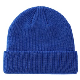 (Connectile) Unisex Men's Ribbed Knit Hat, Autumn and Winter, Folded, Solid Color, Watch Cap, blue