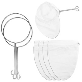 Binxus 4 Pack Ultra Fine Mesh Milk Bag Strainer with 2 Frame Handle Nut Milk Strainer Mesh Strainer with Handle Tea Strainers for Loose Tea (White)