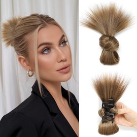 XCHJH Clip-On Feathered Bun Wig, Messy Bun Clip in Hair Piece,2025 New Hgyugrf Messy Bun Hair Piece