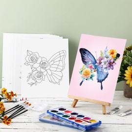 Ctosree 12 Sets Pre Drawn Canvas Kit for Painting for Adults Sip and Paint Kit Art Party Favors Pre Printed Canvases for Adult's Date Night DIY Activities (Butterfly,8 x 10 in)