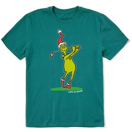 Life is Good Standard Men Short Sleeve Crusher Tee Grinch Mulligan Hooligan Spruce Green, Large
