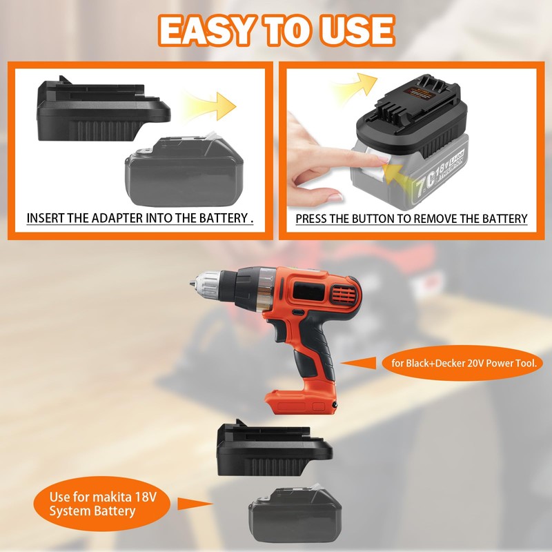 TPDL Adapter for Black and Decker 20V Cordless Tools Fits