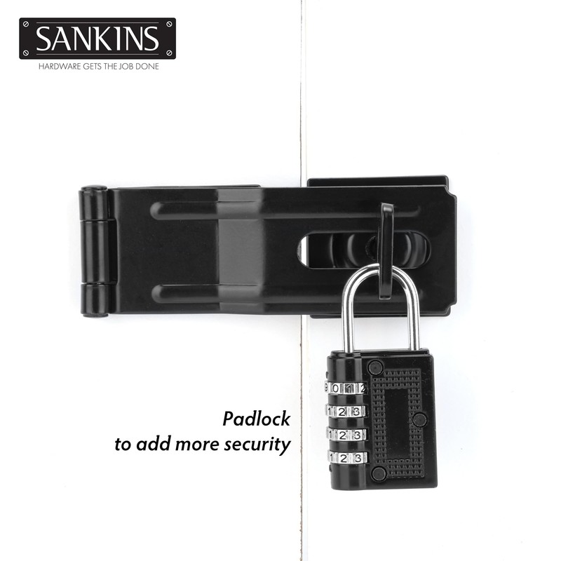 SANKINS 4-1/2" Swivel Staple Safety Hasps, Gate Door Hasp Latches