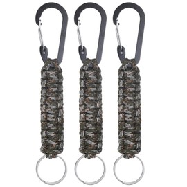M METERXITY 3-Pack Braided Paracord Keychain with Clips, 6.7 Inch Paracord Lanyard Clips Durable Hanger Hook for Backpacks Water Bottle for Camping/Hiking/Fishing/Traveling [Green Camouflage]