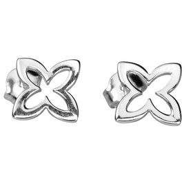 SILBERMOOS Women's Stud Earrings Clover Flower Rosette Shiny 925 Sterling Silver Earrings, Sterling Silver, Not applicable