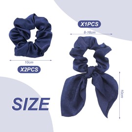 1 Satin Bow Hair Tie And 2 Round Hair Ties, Solid Color Hair Ties, Elastic Hair Ties, Fashionable And Simple Hair Ties, Hair Accessories