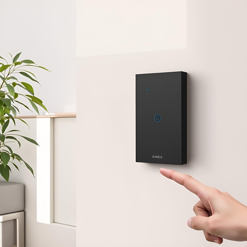 Smart WiFi Touch Light Switch, Black, Single Control Panel, Voice