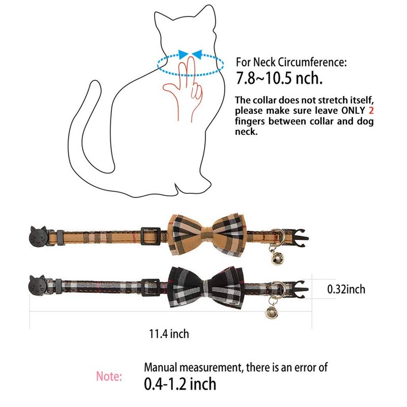 KUDES 2 Pack/Set Cat Collar Breakaway with Cute Bow Tie