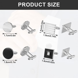COMNICO 4 Pairs Cufflinks for Men Classic Tone Cuff Links Fashion Men Cufflinks Silver Black Striped Disc Square Rectangle Cuff Links for Business Wedding Party Gift Box